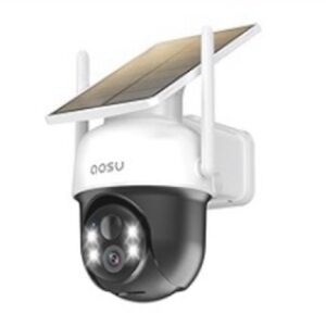 Black and White Solar-Powered Security Camera